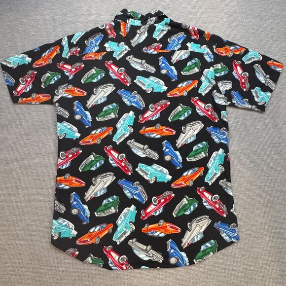 Vintage Classic Cars Handmade Mens Button Up Shirt Black Short Sleeve Size XL? - Picture 3 of 16